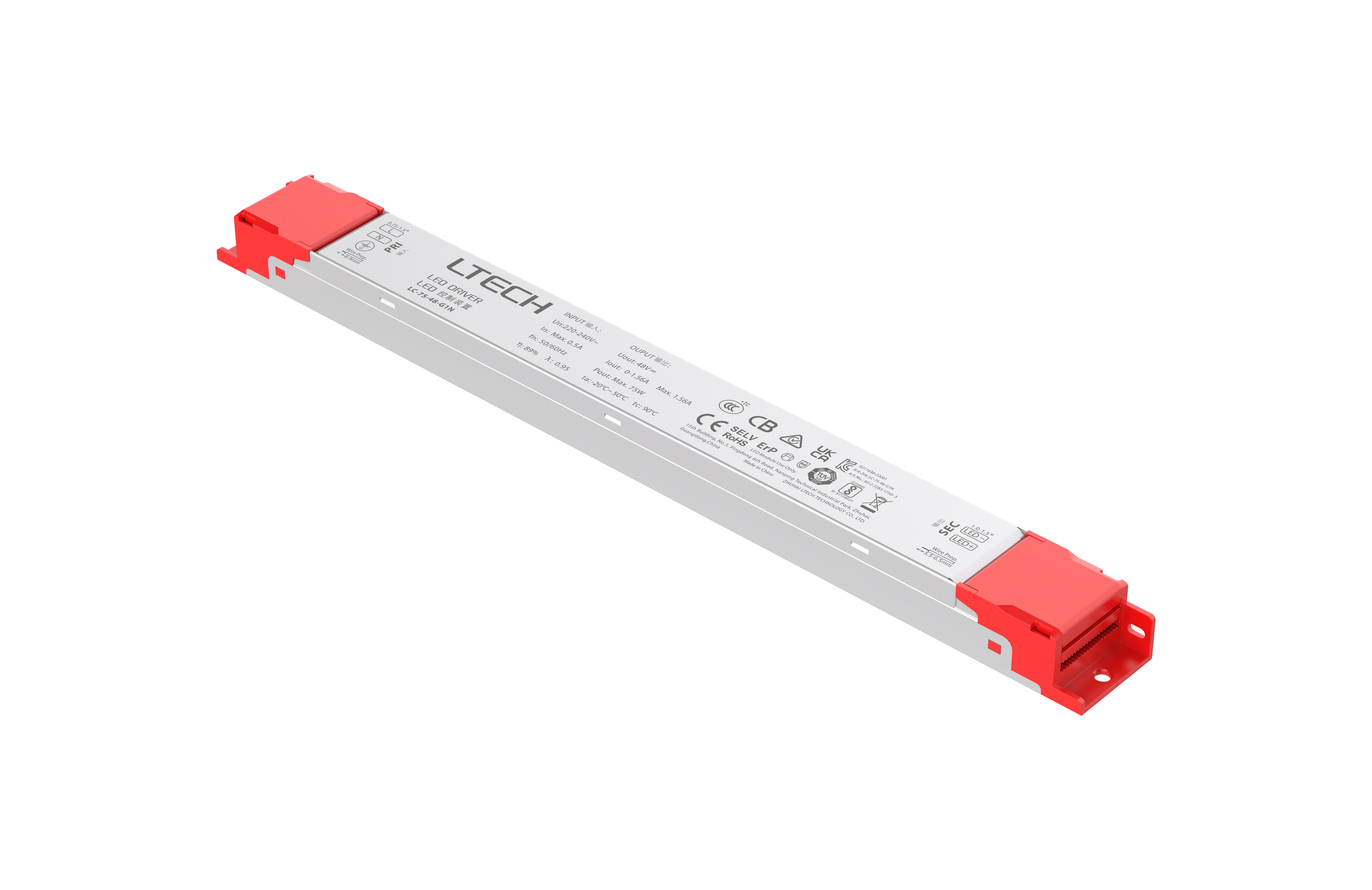 LC-75-48-G1N  Intelligent Constant Voltage  LED Driver; ON/OFF; 75W; 48VDC 1.56A ; 220-240Vac; IP20; 5yrs Warrenty.